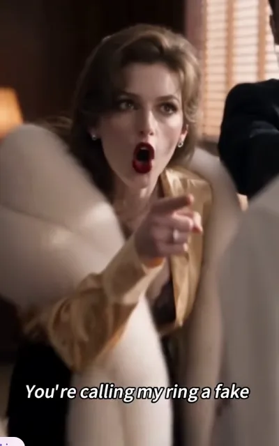 Pam mid-explosion, subtitle: You're calling my ring a fake