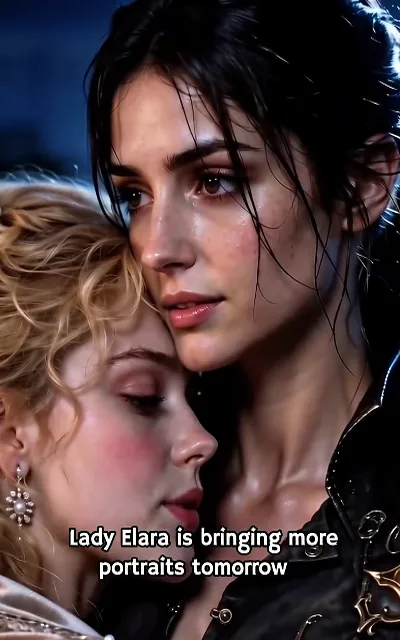 At night, Princess Leonora leans her head on Serena's shoulder as the knight stares ahead, "Lady Elara is bringing more portraits tomorrow"