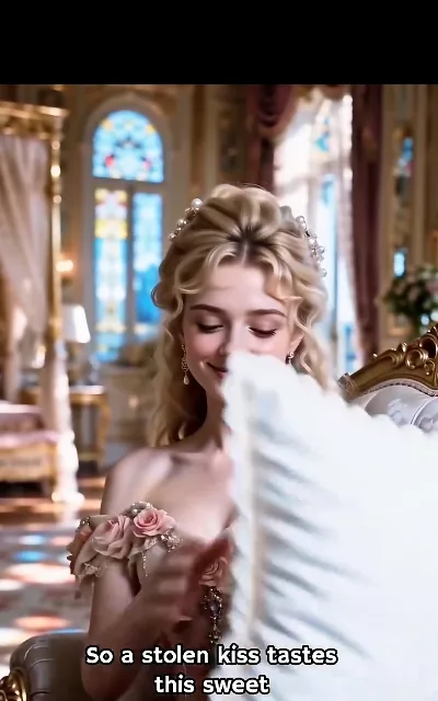 Princess Leonora buries her blushing face in a white pillow, hugging it tight, "So a stolen kiss tastes this sweet"