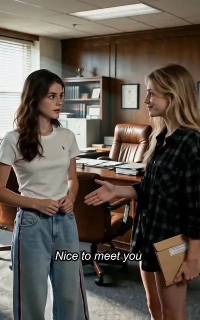 A first meeting in an office — introductions, paperwork, a new transfer finding her footing
